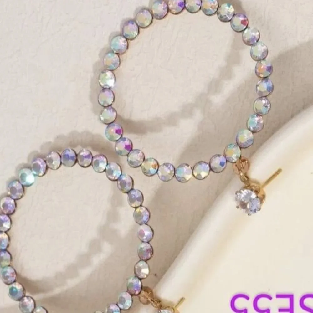 Hoop Rhinestone Earrings - Picture 3 of 3